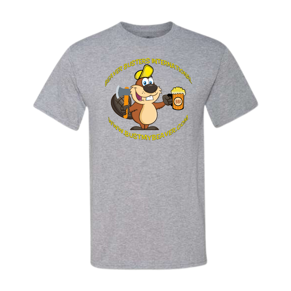 Image of the Beaver Busters International T-Shirt, featuring the iconic Beaver Busters logo, perfect for outdoor enthusiasts to stay comfortable and stylish during their adventures.