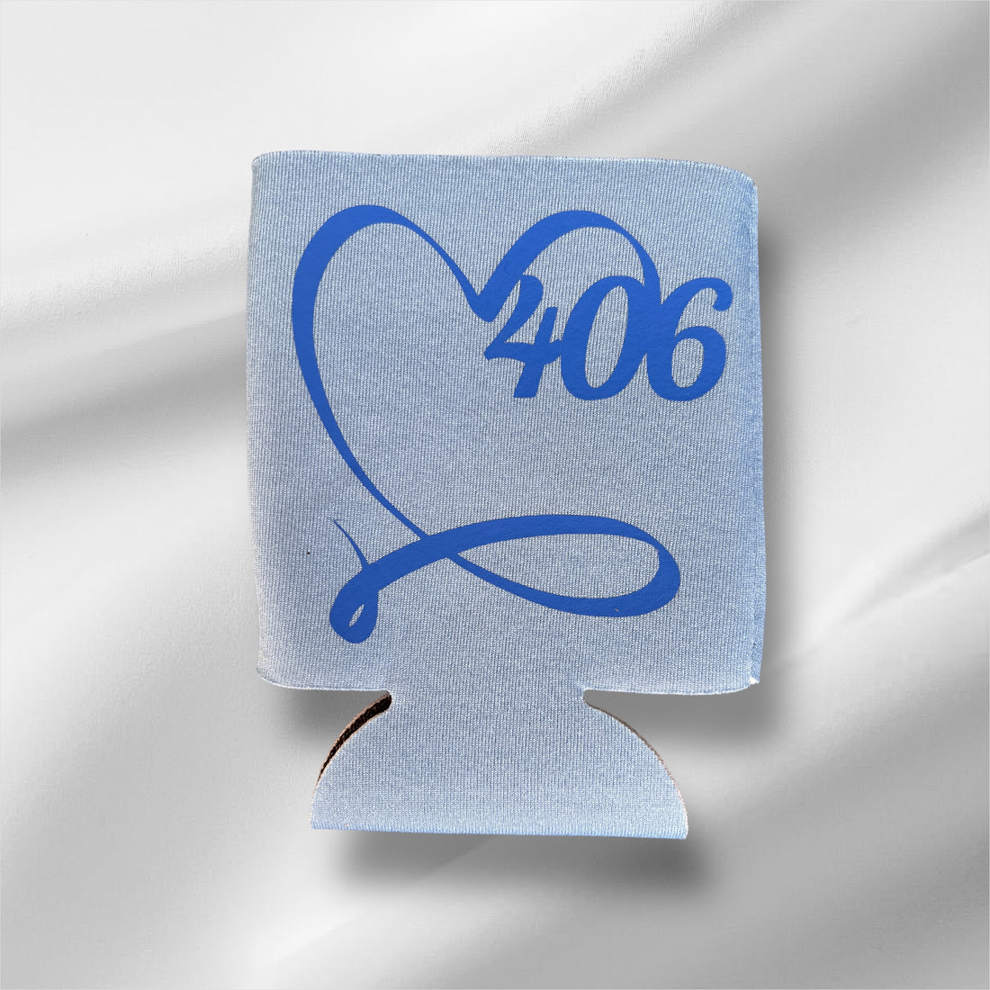 Image of the 406 Love Drink Koozie, showcasing the iconic '406 Love' design, ideal for keeping beverages cool while displaying Montana pride.
