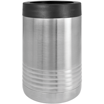 A stainless steel beverage holder with vacuum insulation.