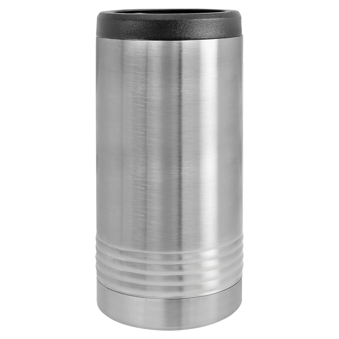 A slim stainless steel beverage holder with vacuum insulation.