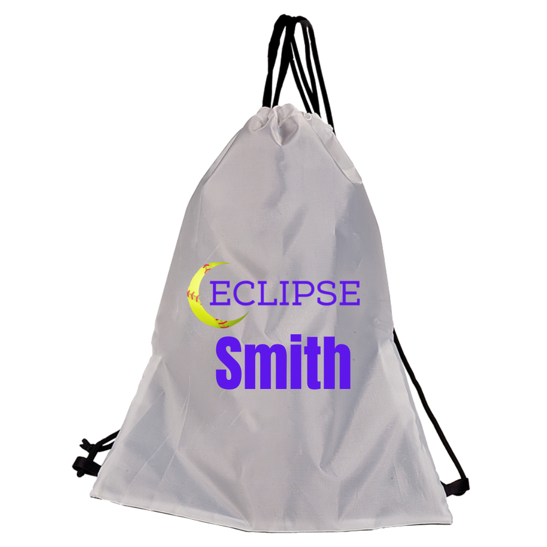 Image of the Eclipse 12" x 15 3/4" Back Sack, showcasing its sleek design and spacious interior, perfect for carrying essentials on daily commutes or weekend adventures.