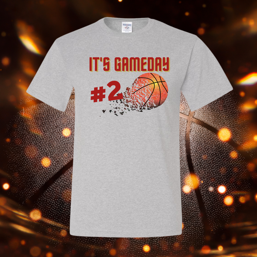 Image of the "It's Game Day Basketball" T-shirt, featuring a sporty design, perfect for expressing love for basketball with comfort and style.