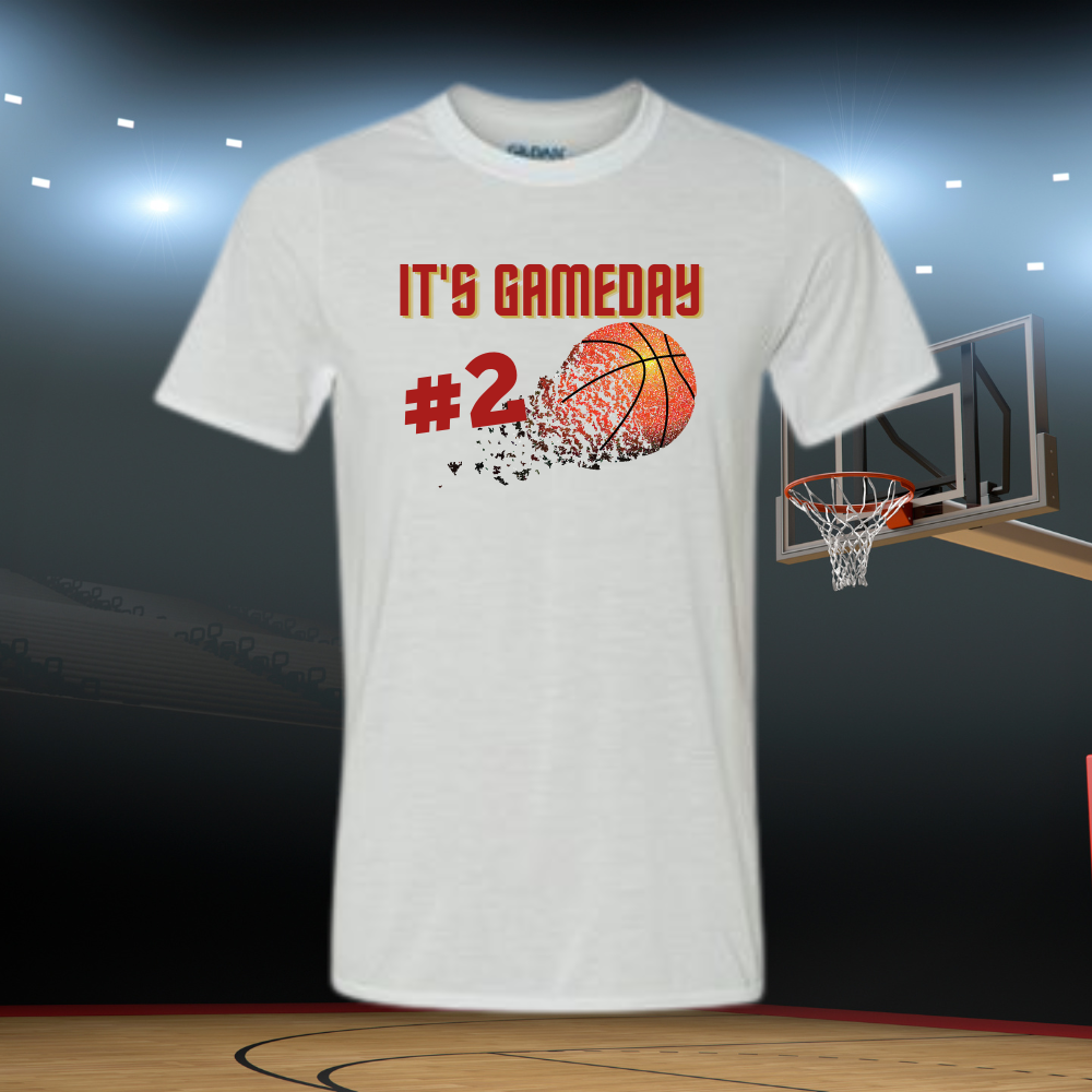 Image of the "It's Game Day Basketball" T-shirt, featuring a sporty design, perfect for expressing love for basketball with comfort and style.