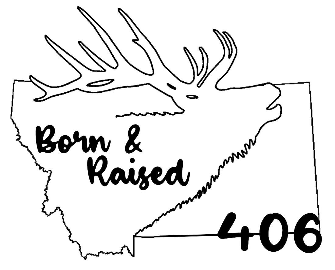Image of the Montana Born & Raised sticker, perfect for showcasing Montana pride on car windows, water bottles, and laptops, with durable vinyl construction for outdoor use and vibrant colors.