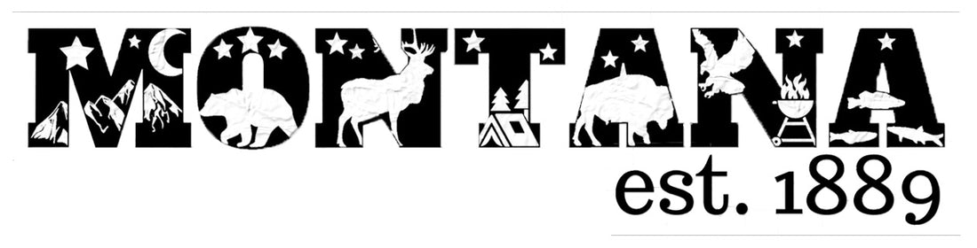 Image of Montana Life Stickers featuring iconic scenes of Big Sky Country, perfect for decorating laptops, water bottles, and car windows, crafted from durable vinyl for outdoor adventures and showcasing love for Montana.