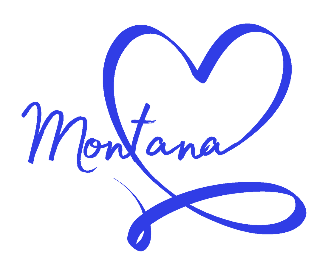 A Montana Love sticker with vibrant colors and a heart symbol, ideal for decorating personal items.