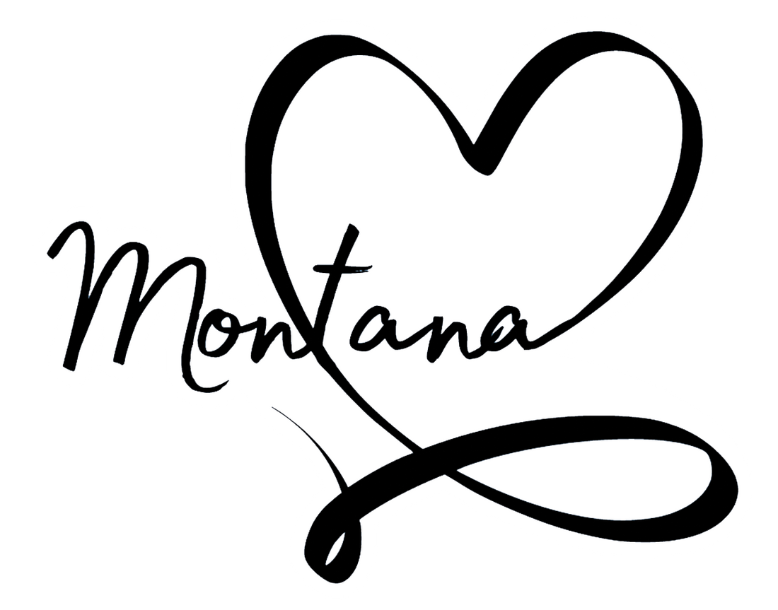 A Montana Love sticker with vibrant colors and a heart symbol, ideal for decorating personal items.