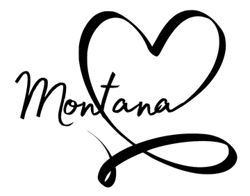 A Montana Love sticker with vibrant colors and a heart symbol, ideal for decorating personal items.