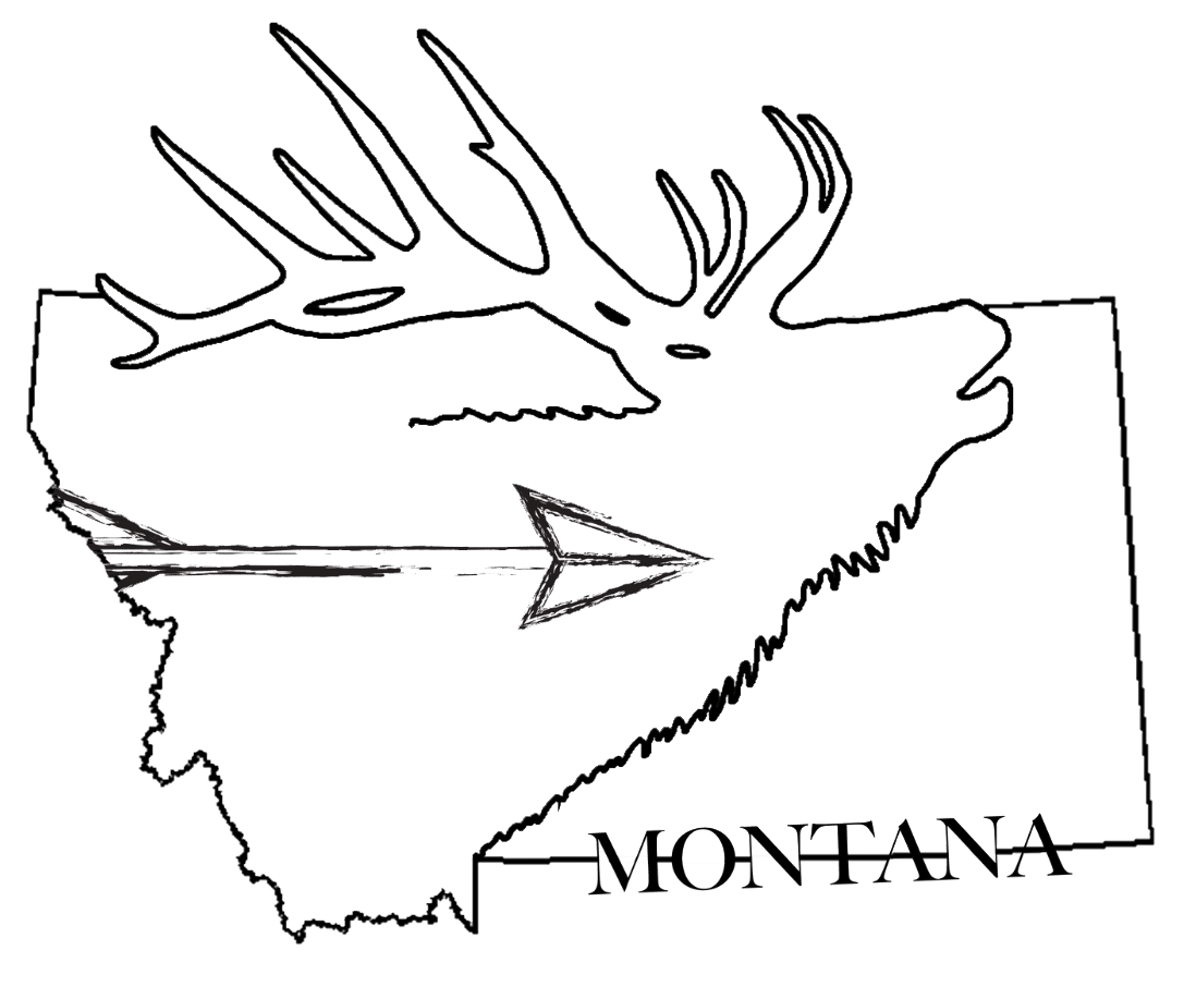  Image of the Montana Elk Hunter Sticker featuring a striking elk silhouette against a Montana backdrop, perfect for showcasing your love for elk hunting and the Montana wilderness.
