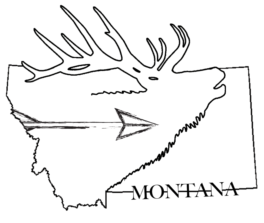 Image of the Montana Elk Hunter Sticker featuring a striking elk silhouette against a Montana backdrop, perfect for showcasing your love for elk hunting and the Montana wilderness.
