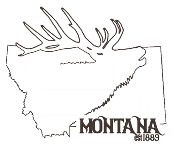 Image of the Montana Elk Sticker featuring a majestic elk silhouette against a scenic Montana backdrop, perfect for outdoor enthusiasts and nature lovers to adorn their gear and celebrate the beauty of Montana's wildlife.