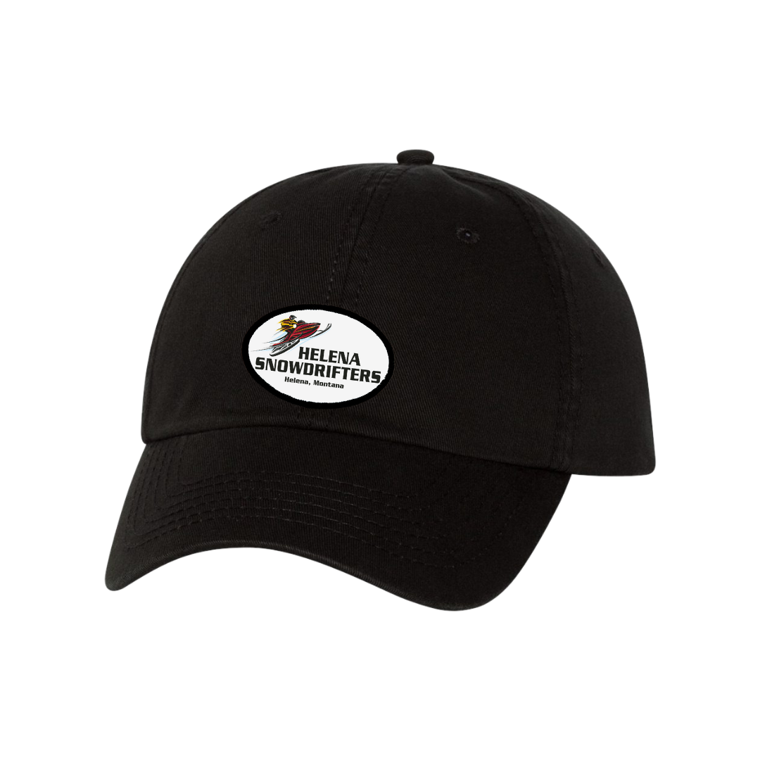 Image of the Helena Snowdrifters Caps, featuring the embroidered Snowdrifters logo and adjustable straps, perfect for winter enthusiasts seeking comfort and style.