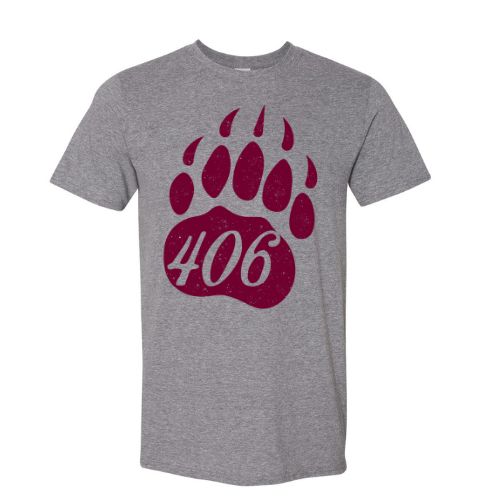 406 Bear Paw T-Shirt Maroon in color