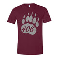 406 Bear Paw T-Shirt Maroon in color