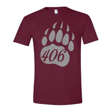 406 Bear Paw T-Shirt Maroon in color