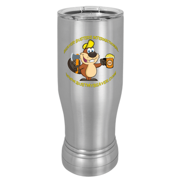  Image of the Beaver Buster 14 oz. Polar Camel Pilsner with Clear Lid, showcasing its sleek design and clear lid, perfect for enjoying beverages outdoors or at home.