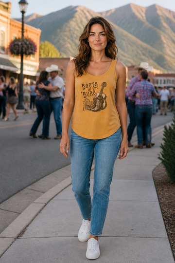 Boots in the 'Burg Women's Festival Tank — Antique Gold Vintage