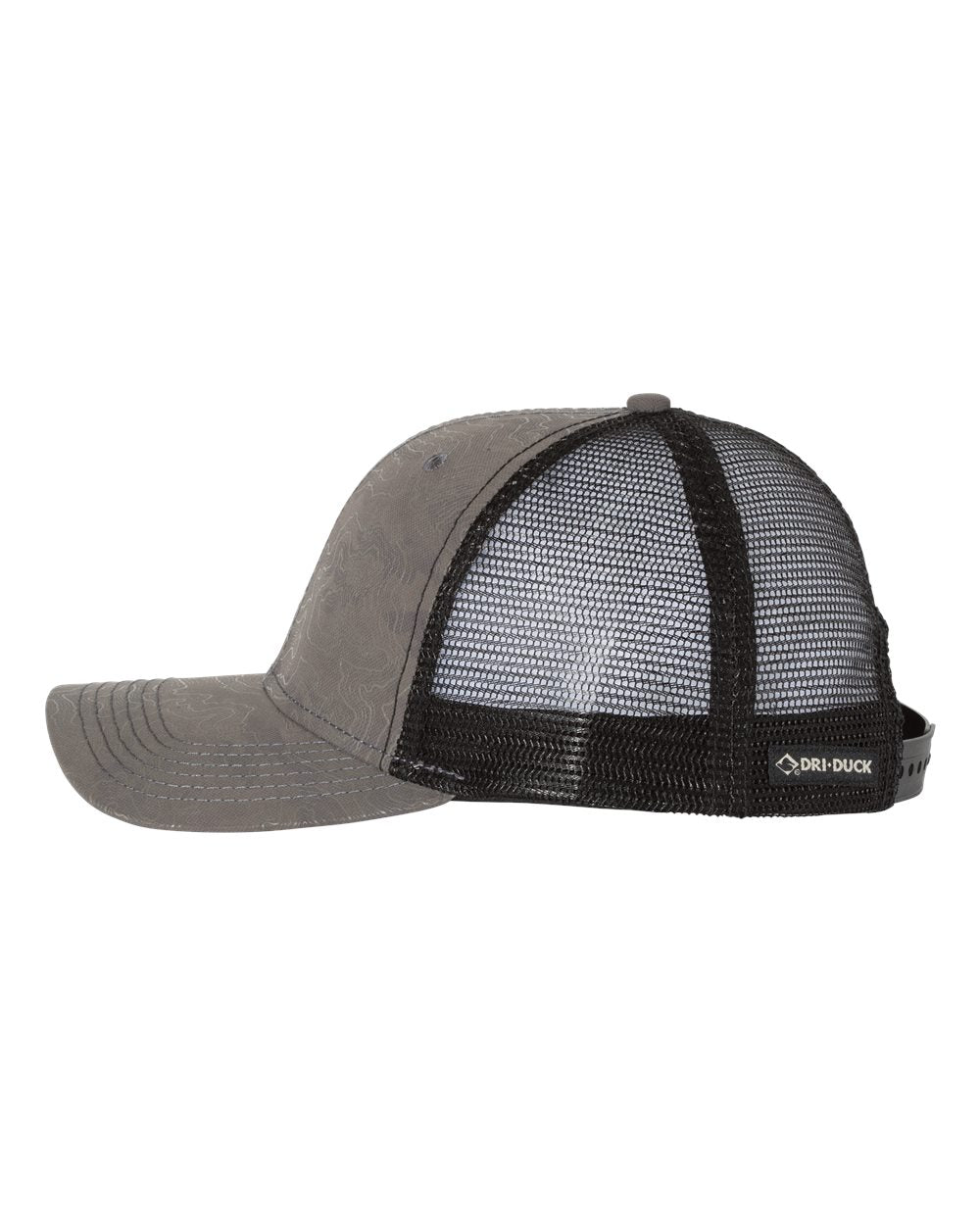  Image of the DRI DUCK Territory Trucker Cap in Charcoal, showcasing its classic trucker design and charcoal color, perfect for outdoor adventures.
