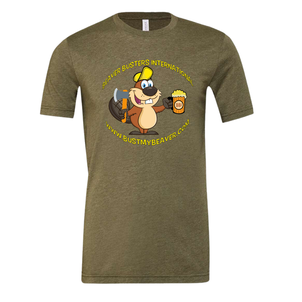  Image of the Beaver Busters International T-Shirt, featuring the iconic Beaver Busters logo, perfect for outdoor enthusiasts to stay comfortable and stylish during their adventures.