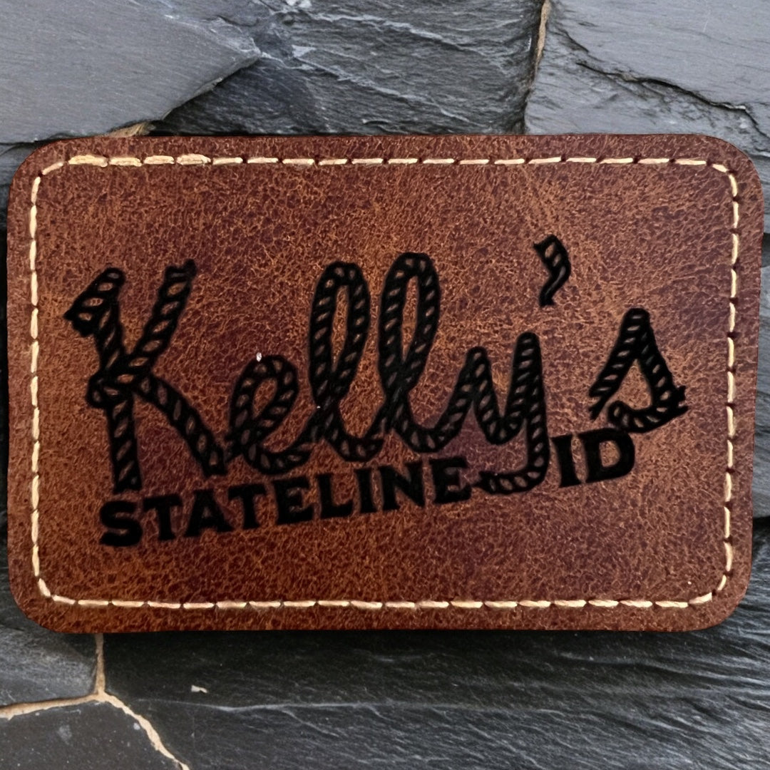  Image of Kelly's Stateline ID Rectangle Patch, featuring the band's logo, perfect for customizing garments or accessories with style and durability.
