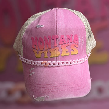 Montana Vibes Criss-Cross Mesh Cap – Pink Fade