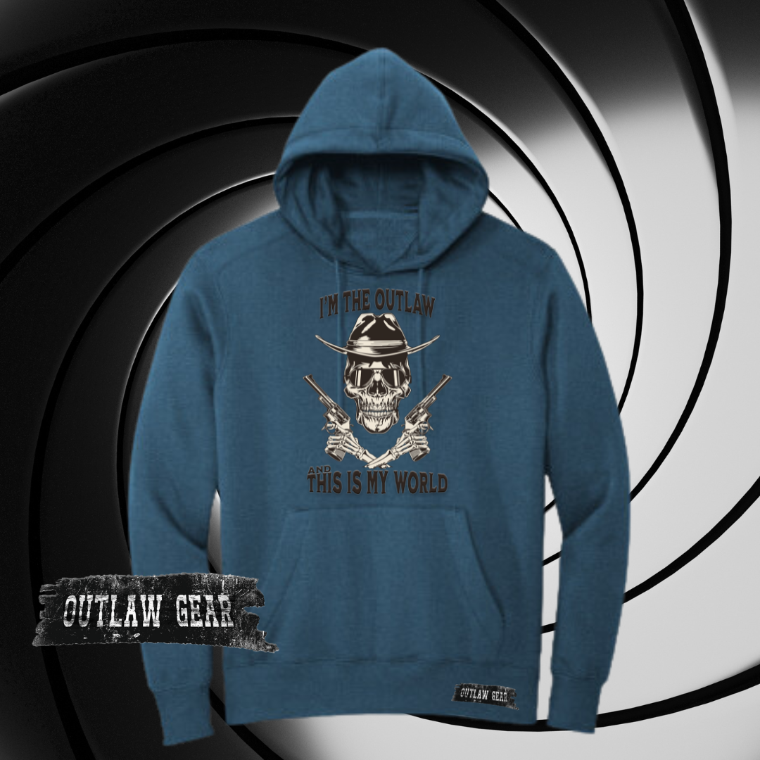 I'm the Outlaw and This is My World Fleece Hoodie - Heather Blue