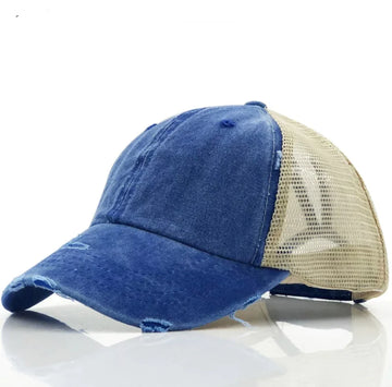 Women's Criss Cross Ponytail Hat - Blue