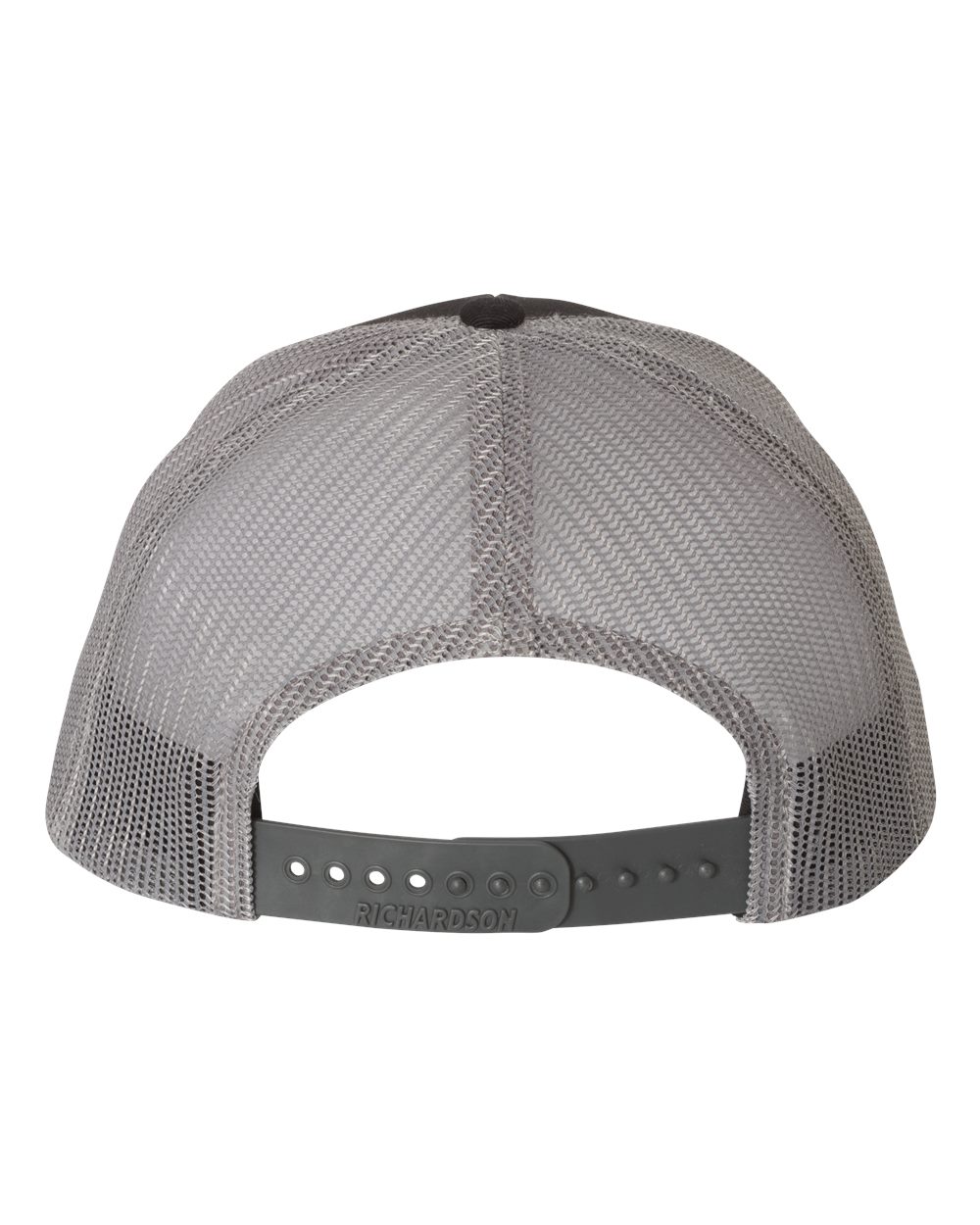 Image of the Kelly Hughes Stateline Richardson Cap in Black/Charcoal, featuring a dark brown patch and integrated ID slot, perfect for showcasing style and convenience at events with durable construction and a comfortable fit.