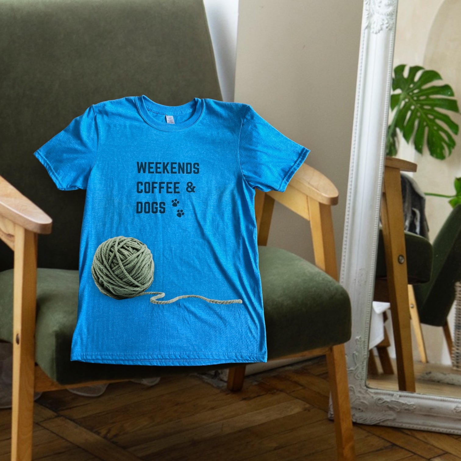 🐶☕ "Weekends, Coffee, & Dogs" T-Shirt 🌞👕 - Size Medium