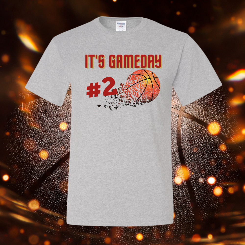  Image of the "It's Game Day Basketball" T-shirt, featuring a sporty design, perfect for expressing love for basketball with comfort and style.