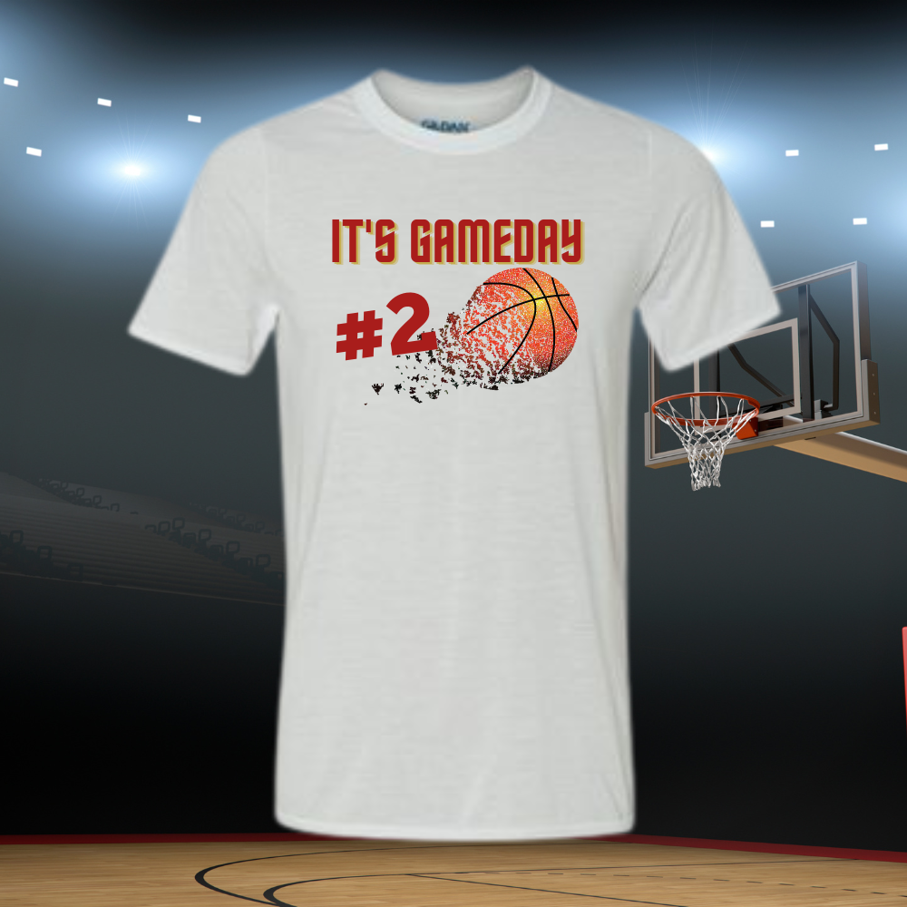  Image of the "It's Game Day Basketball" T-shirt, featuring a sporty design, perfect for expressing love for basketball with comfort and style.