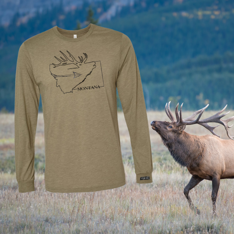 Montana Elk Hunter Long Sleeve T-Shirt