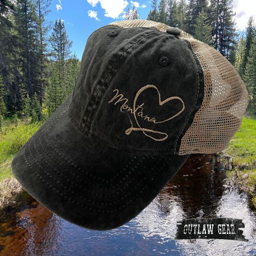 Montana Love embroidered black leopard hat