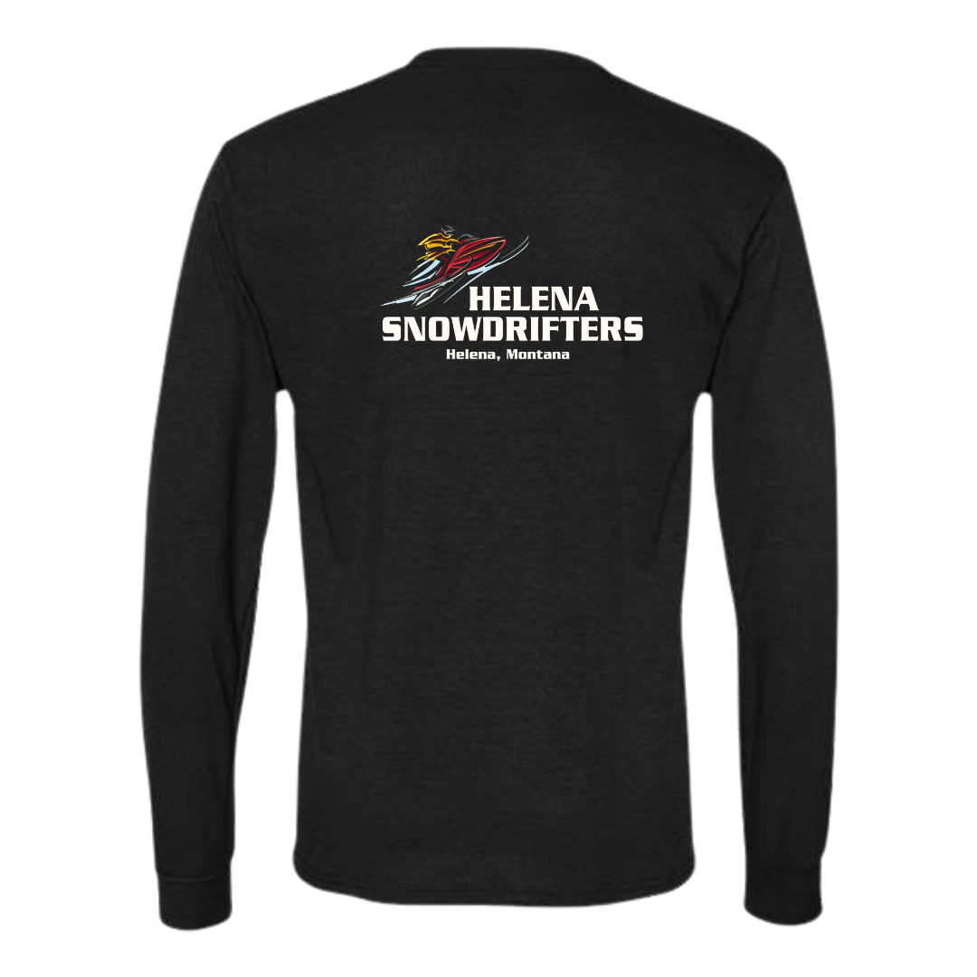  Image of the Helena Snowdrifters Long Sleeve T-Shirt, featuring the Snowdrifters logo and soft fabric, perfect for staying cozy during winter activities.