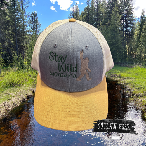 A Richardson low profile trucker cap with "Stay Wild Montana" embroidery.
